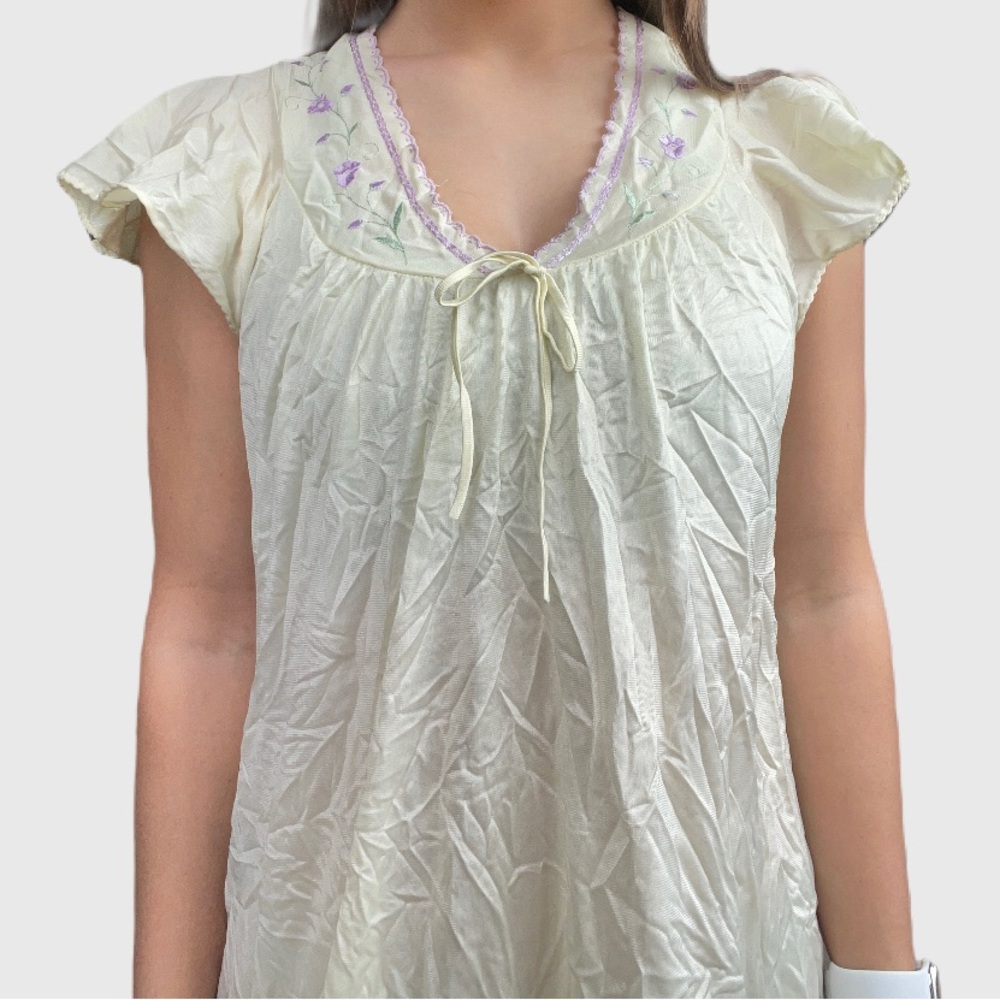 Vintage Floral Long Flowy Night Gown Dress